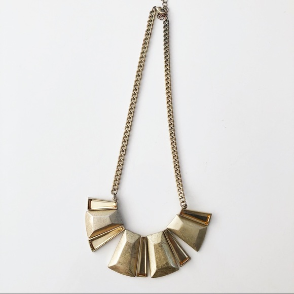 Gold geometric necklace with gem accents - Picture 2 of 2